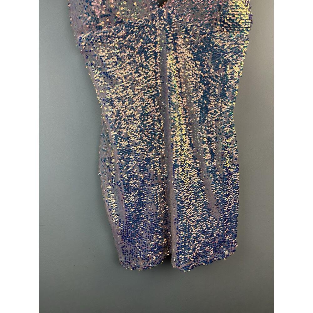 Fashion Nova Keep Your Shine Blush Pink Sequin Lined Dress Sz L Hoco Strappy - Picture 2 of 12